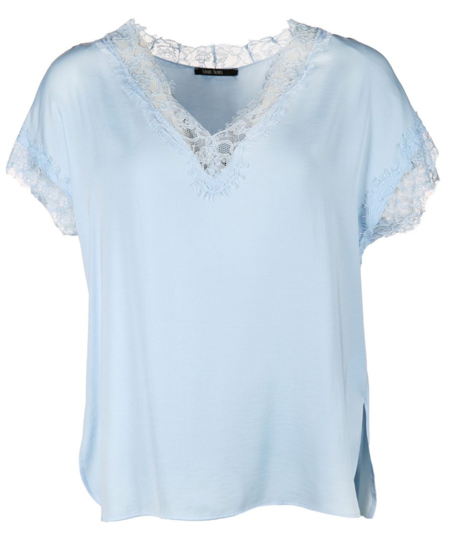 Damen Marc Aurel Blusen / Tuniken | Bluse Mit Spitzenbesatz