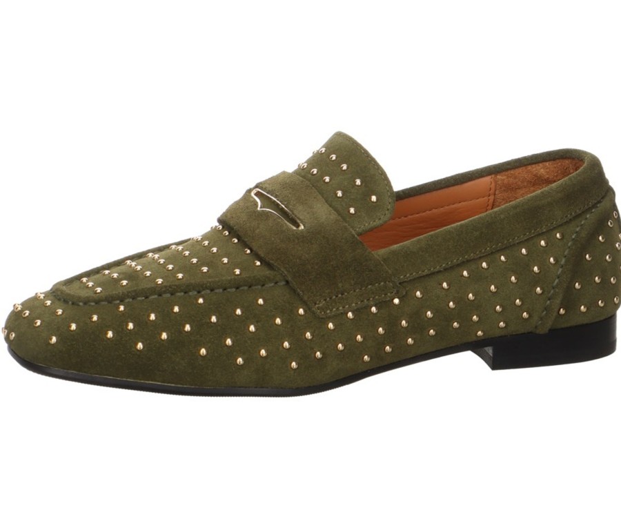 Damen Babouche Halbschuhe | Loafer Mit Goldfarbenen Nieten - Beau