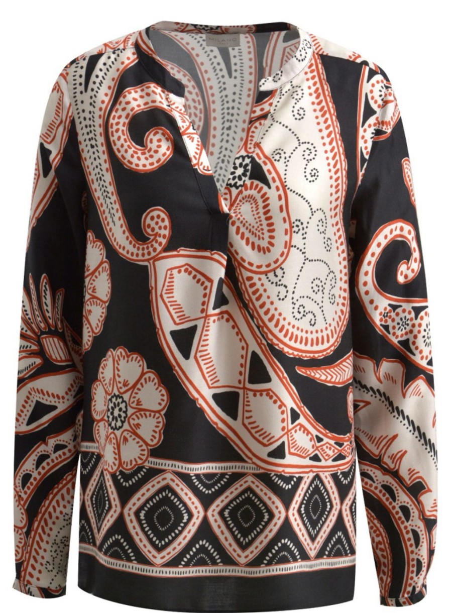 Damen Milano Italy Blusen / Tuniken | Bluse Mit Ornamenten-Print