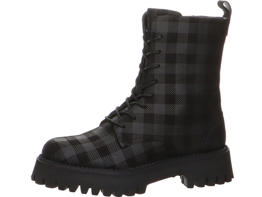 Damen Ara Warmfutter | Combat Boot Mit Karomuster - Amsterdam