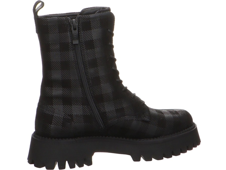 Damen Ara Warmfutter | Combat Boot Mit Karomuster - Amsterdam